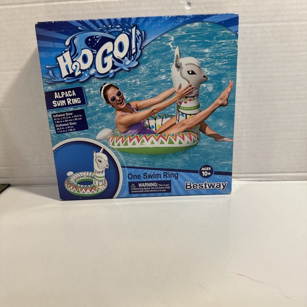 Inflatable Water Pool Float Alpaca Swim Ring Floatie 41x31.5" Ages 10+‎ New
